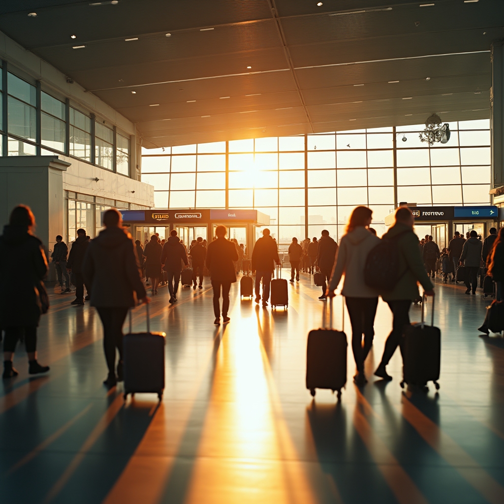 Letištní terminál s cestujícími